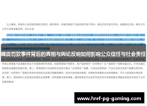 魏震罚款事件背后的真相与舆论反响如何影响公众信任与社会责任